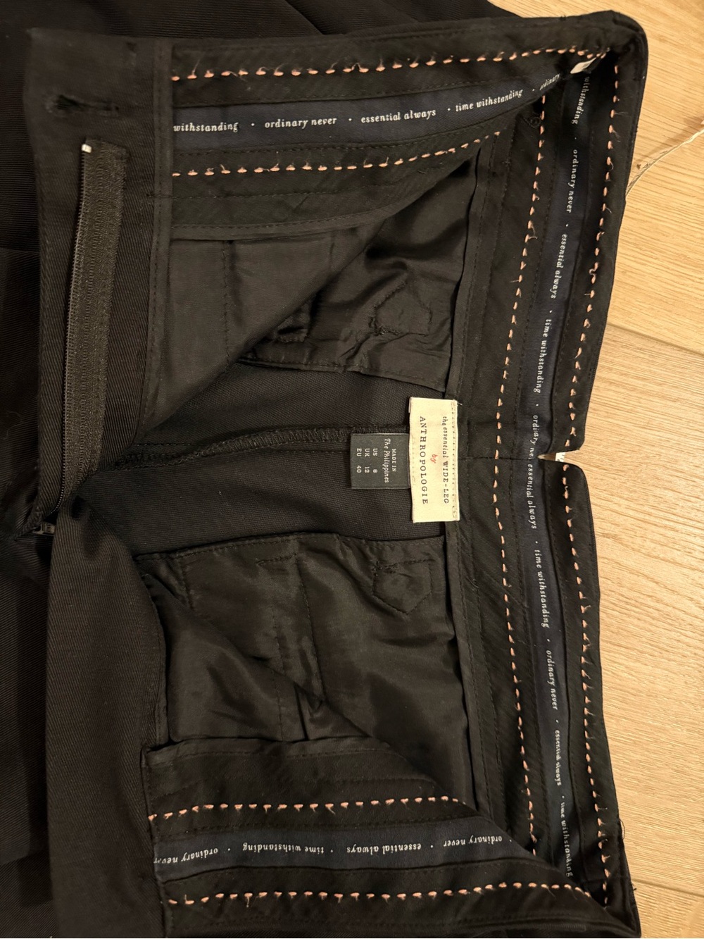 Anthropologie The Essential Wide Leg Pants Black Size 8 Cropped Trouser